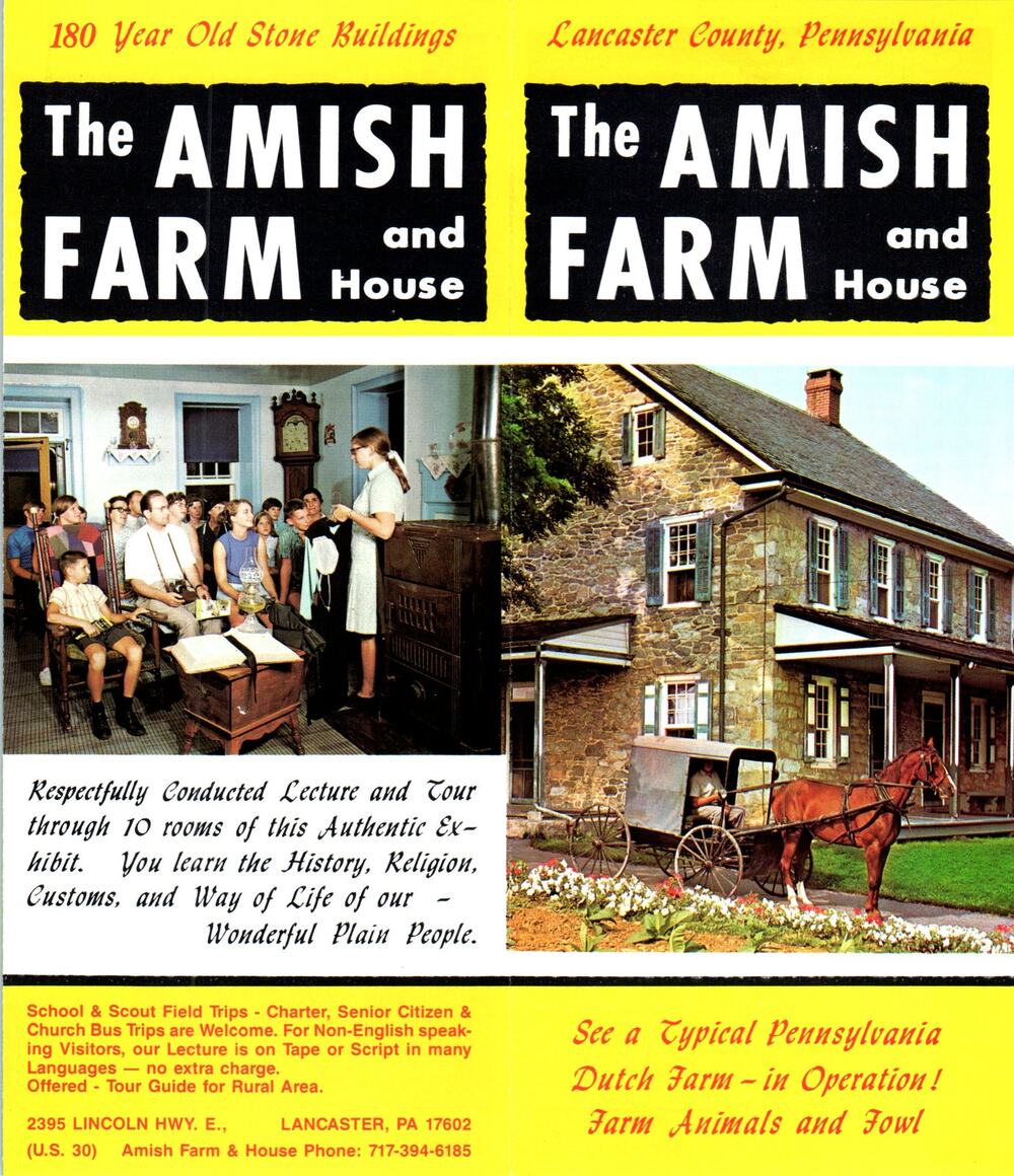 1970s The Amish Farm and House Lancaster County PA Travel Brochure H5-4